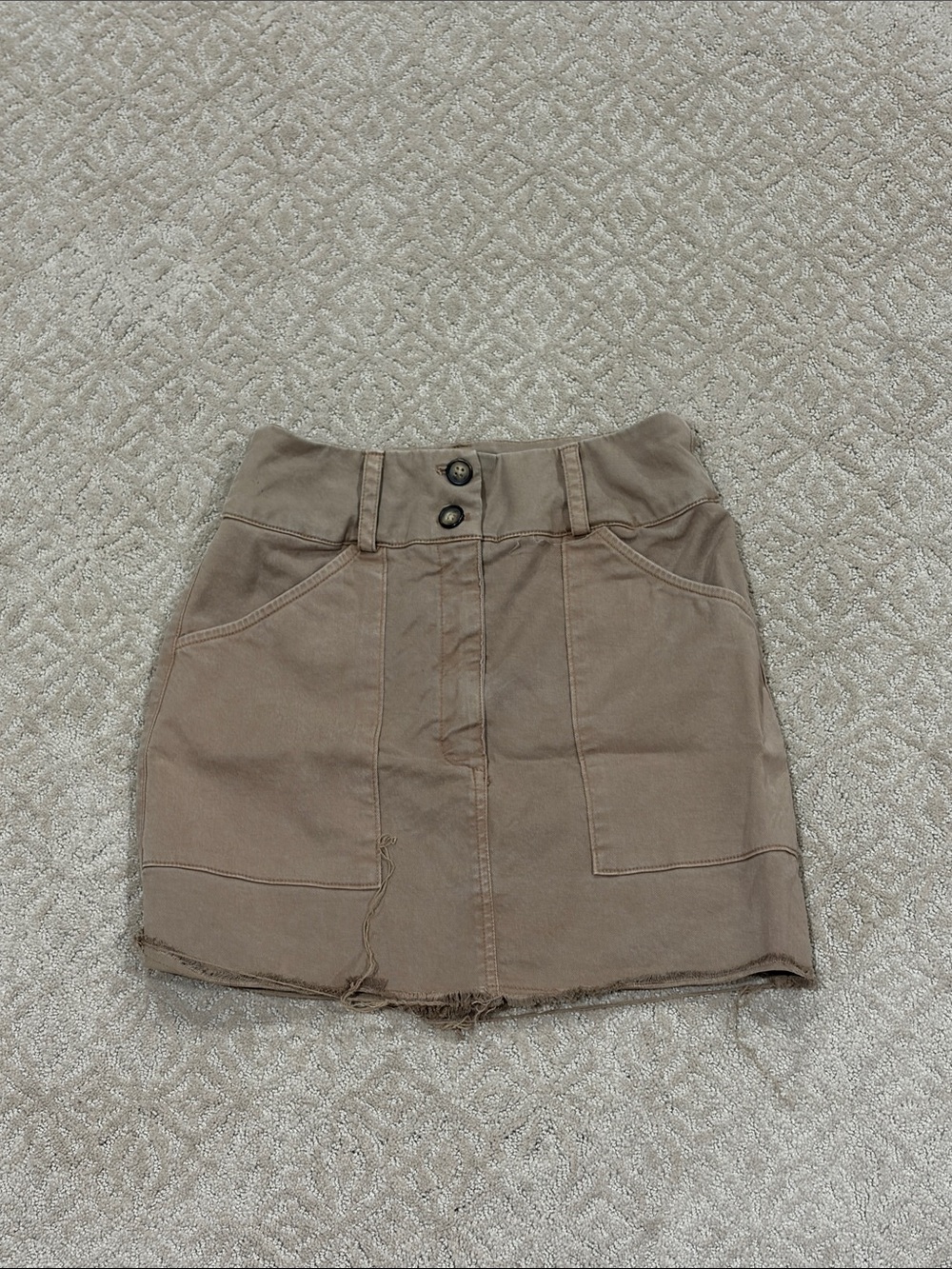 Casual Tan Mini Skirt with Front Pockets
